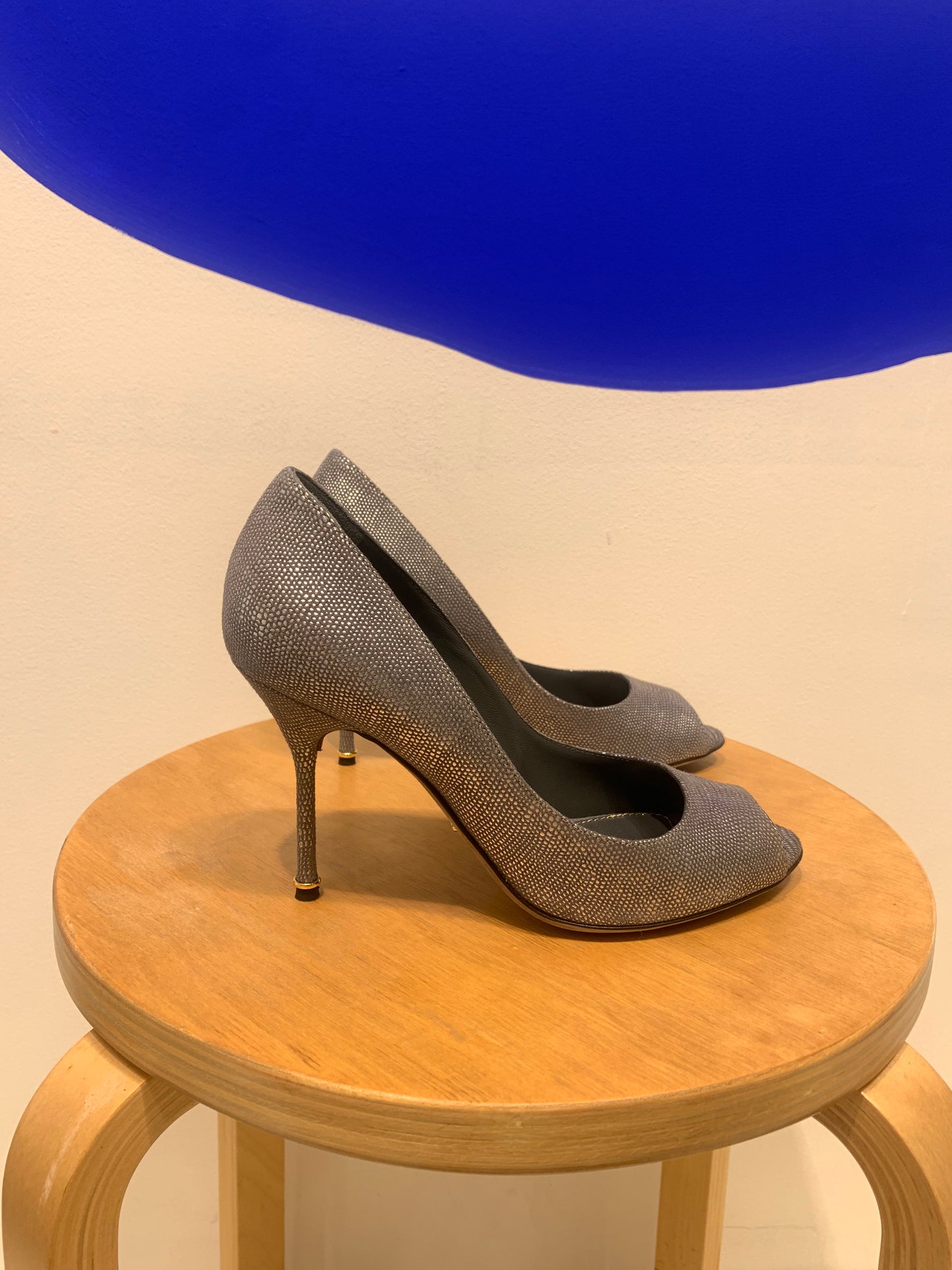 Sergio Rossi - Silver open toe leather heels