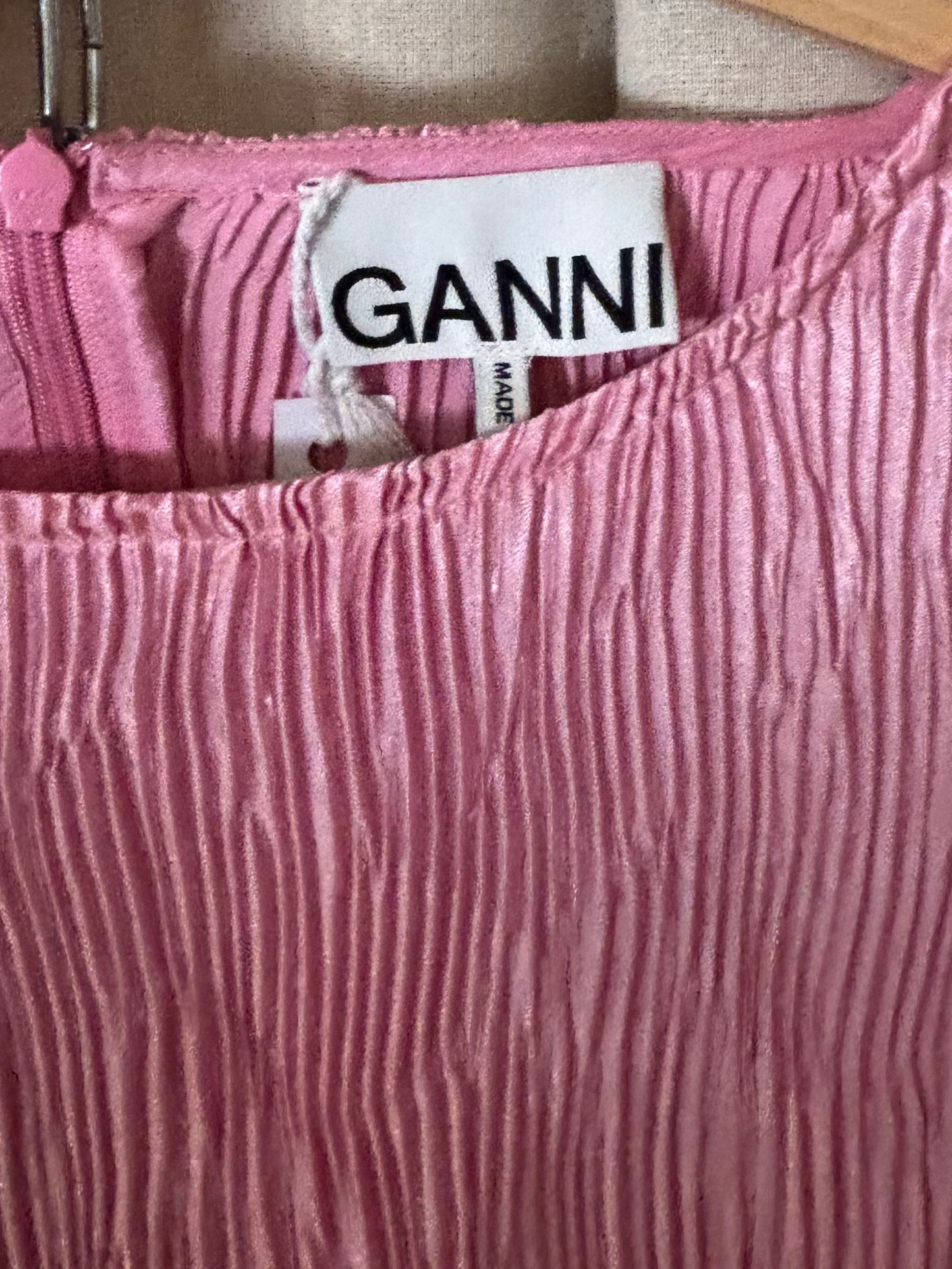 Ganni - Crinkle tie detail dress