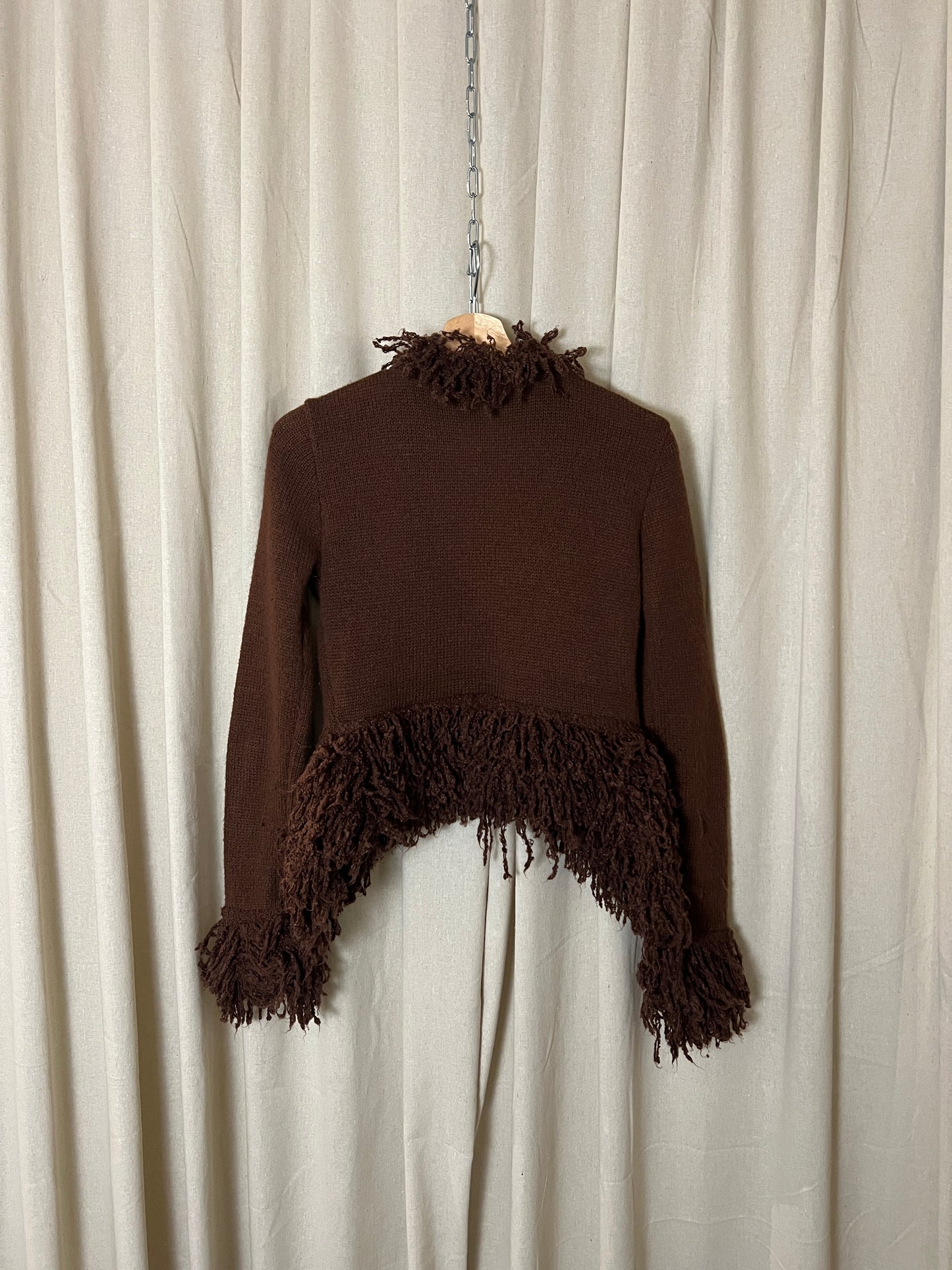 Musera - Shaggy trim fitted cardigan