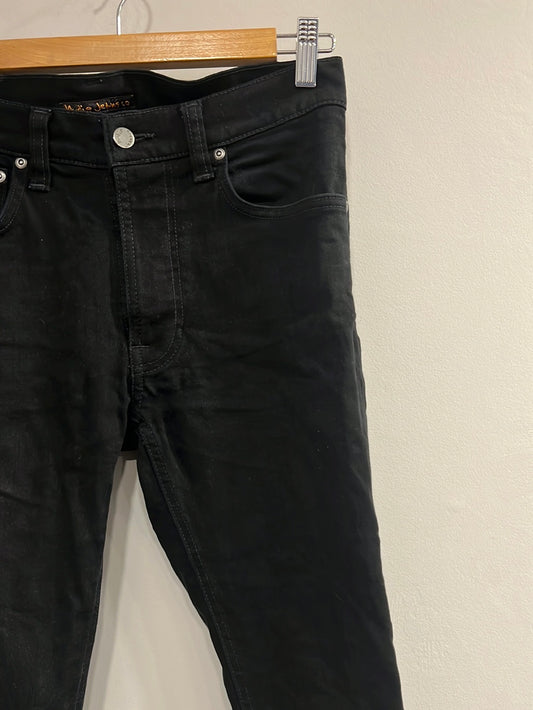 Nudie - Slim leg jeans with leather tab