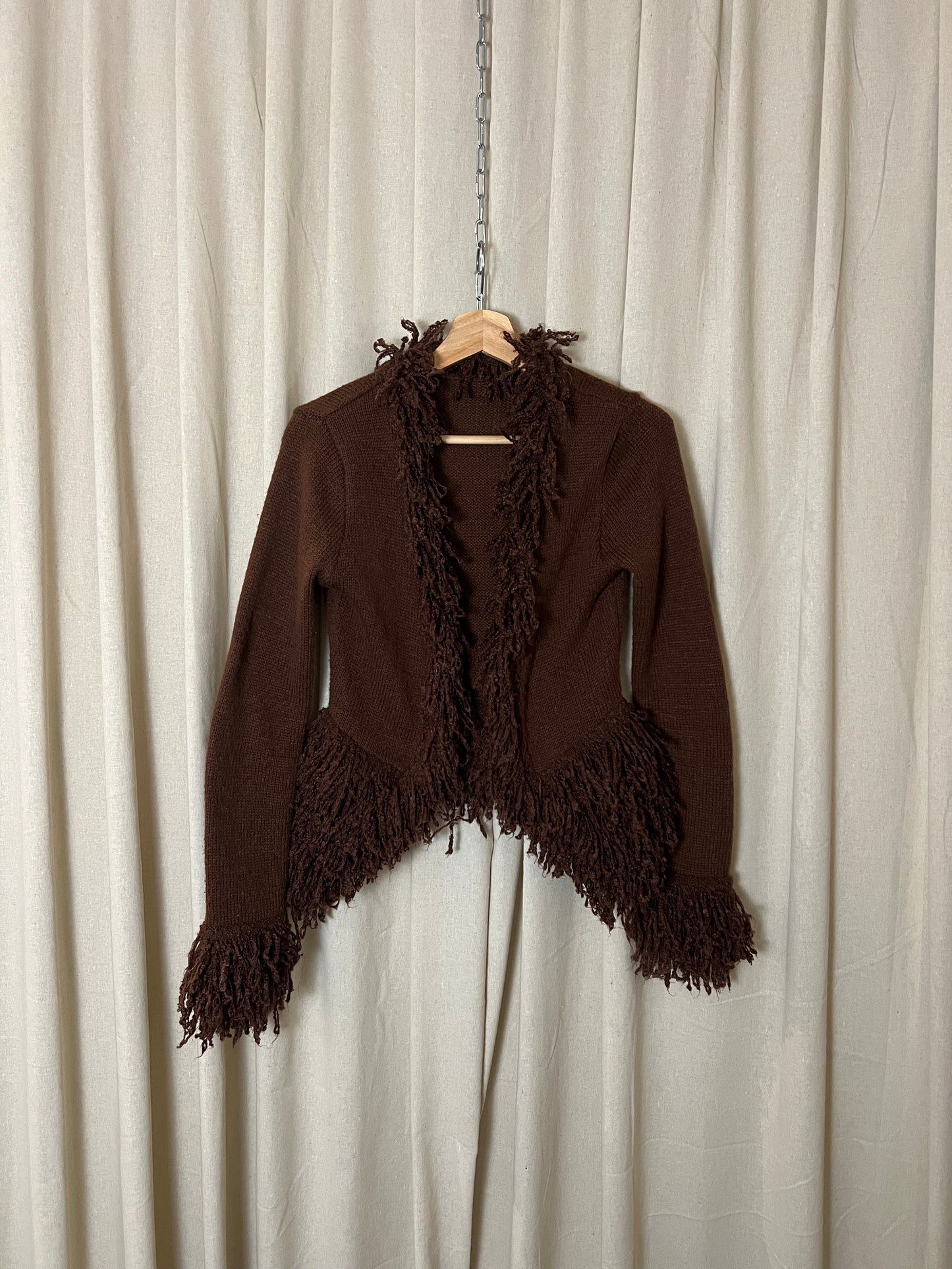 Musera - Shaggy trim fitted cardigan