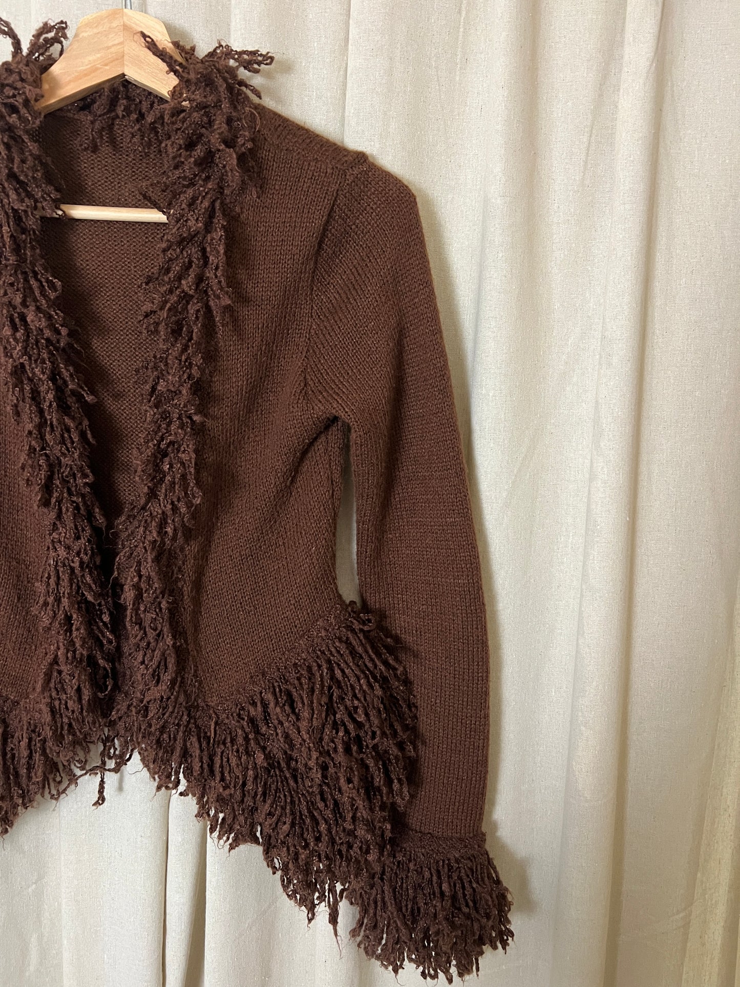 Musera - Shaggy trim fitted cardigan