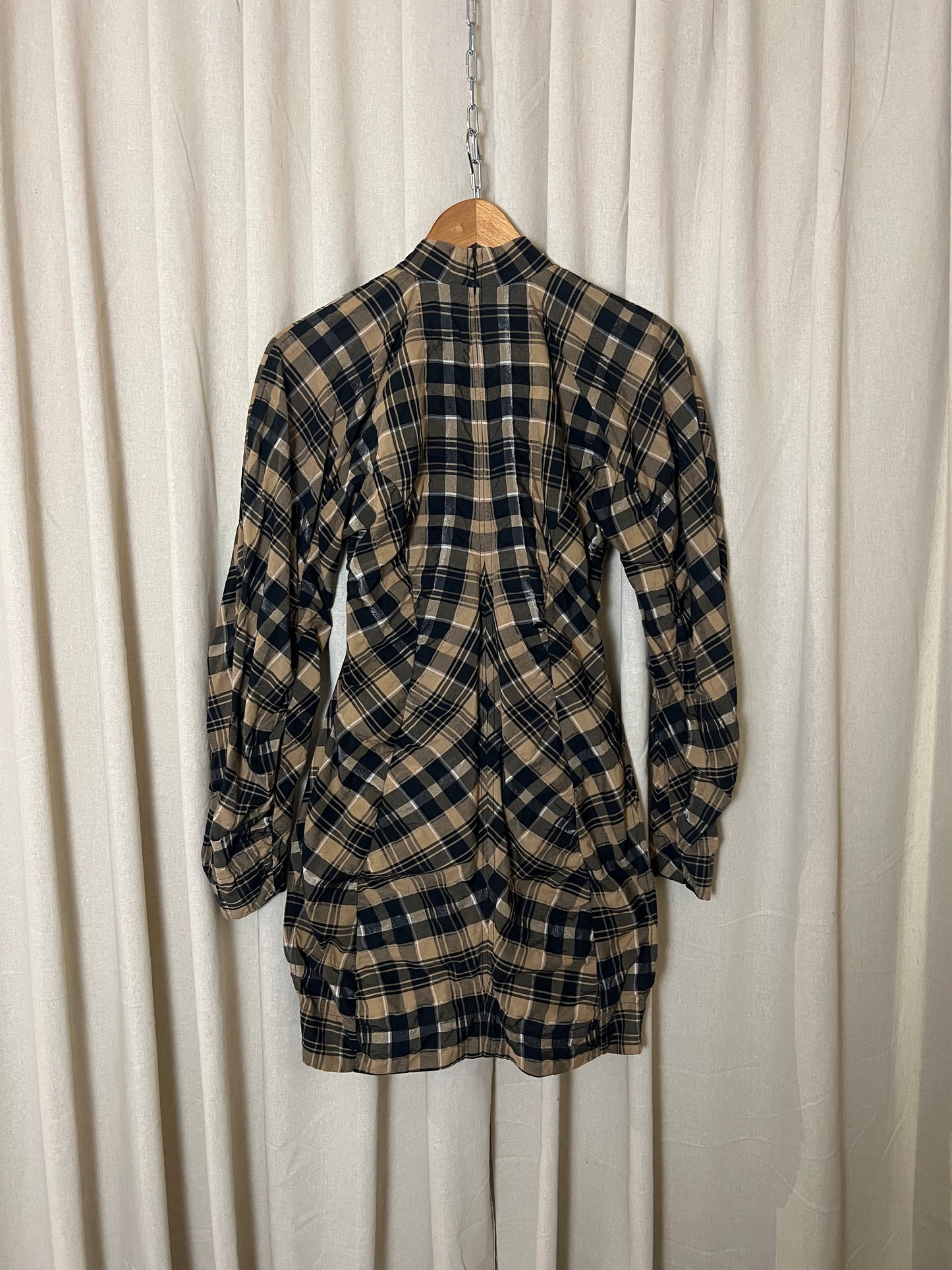 Ganni -Check detail mini dress