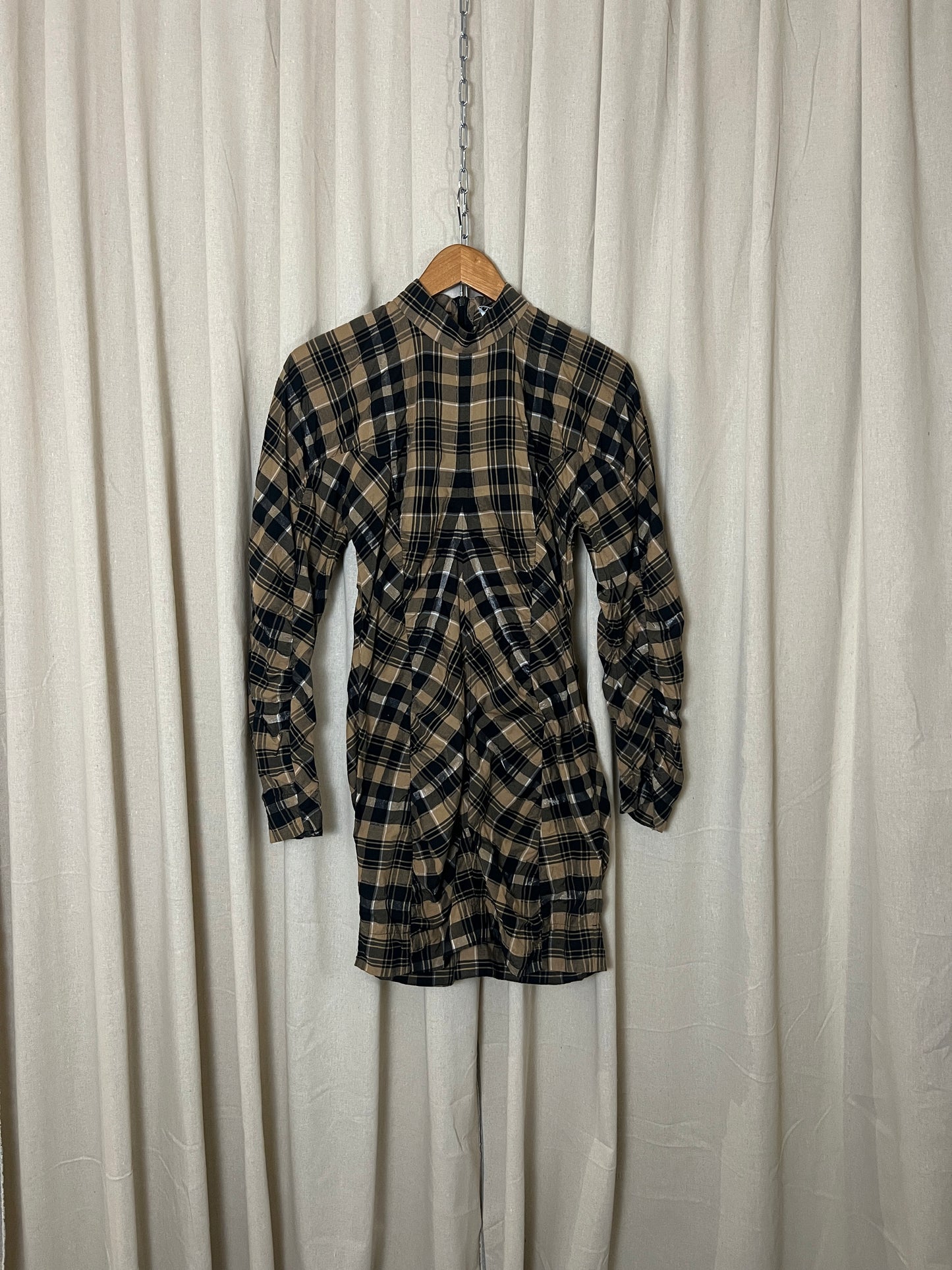 Ganni -Check detail mini dress