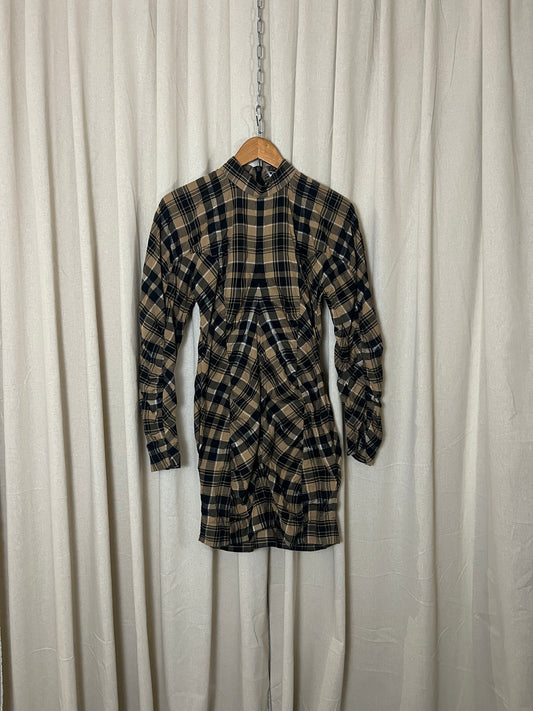 Ganni -Check detail mini dress