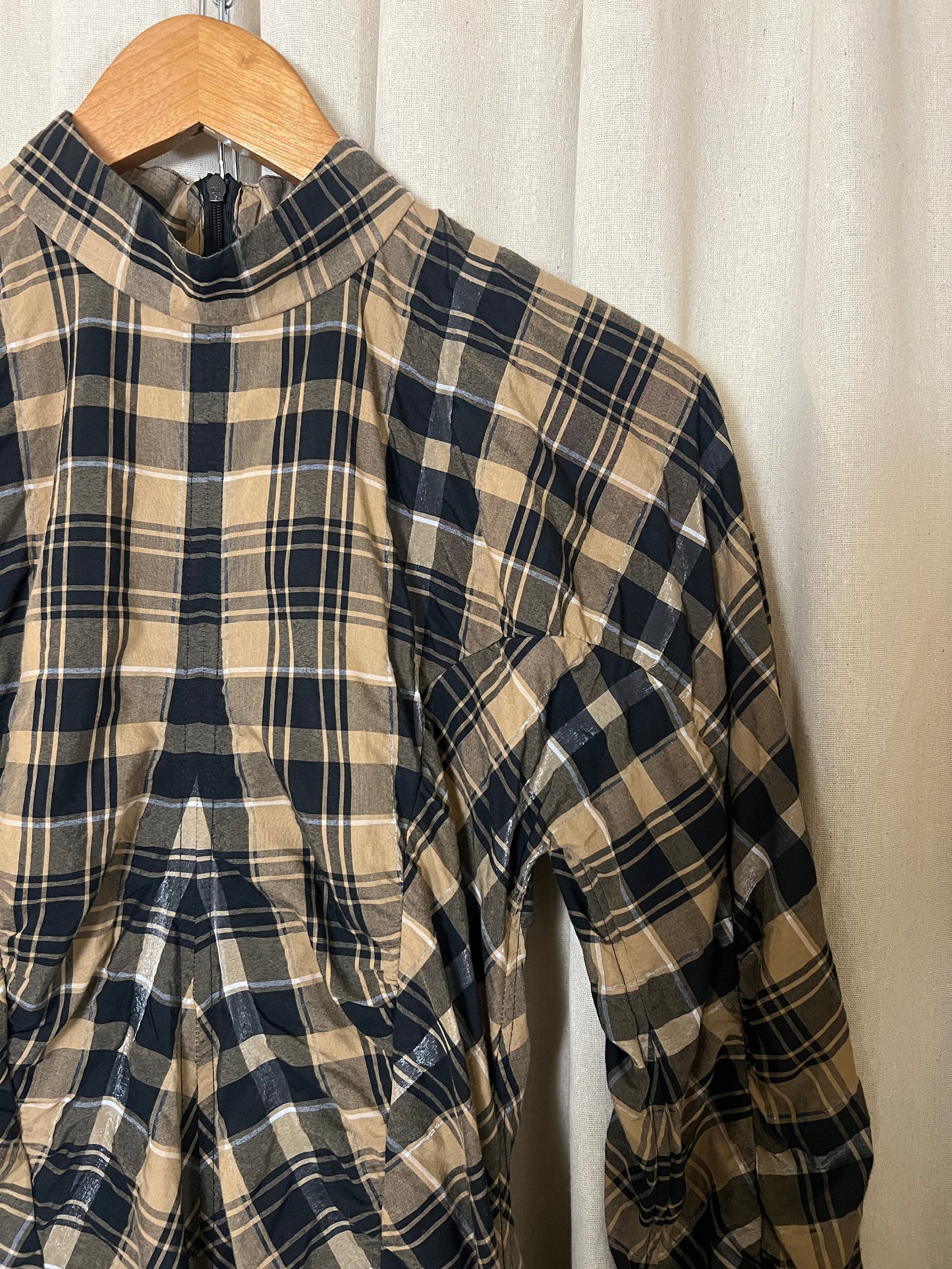 Ganni -Check detail mini dress