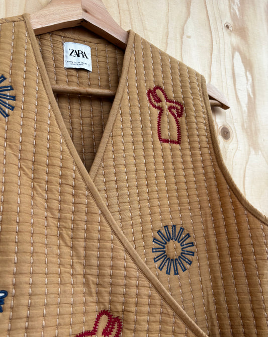 Zara - Embroidered quilted waistcoat