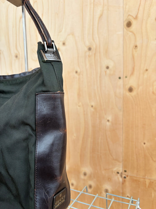 Gucci - Vintage nylon & leather shoulder bag
