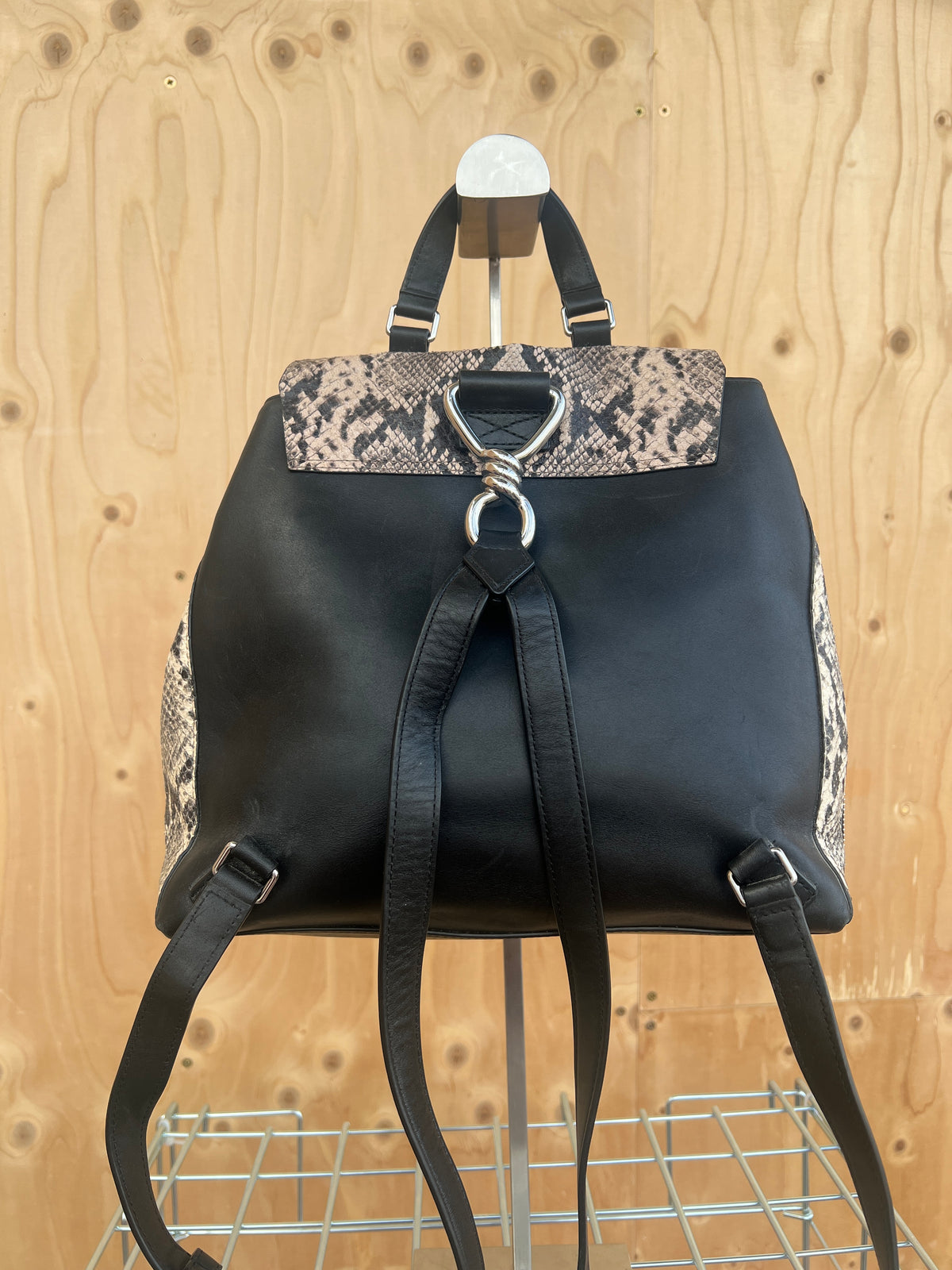 All Saints - Snake effect leather backpack