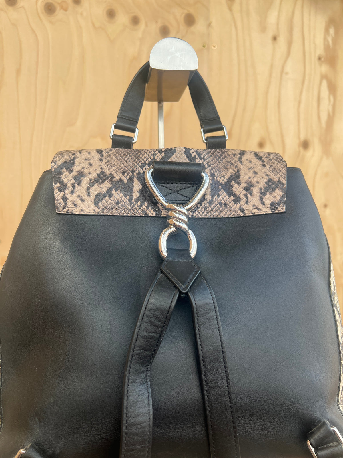 All Saints - Snake effect leather backpack